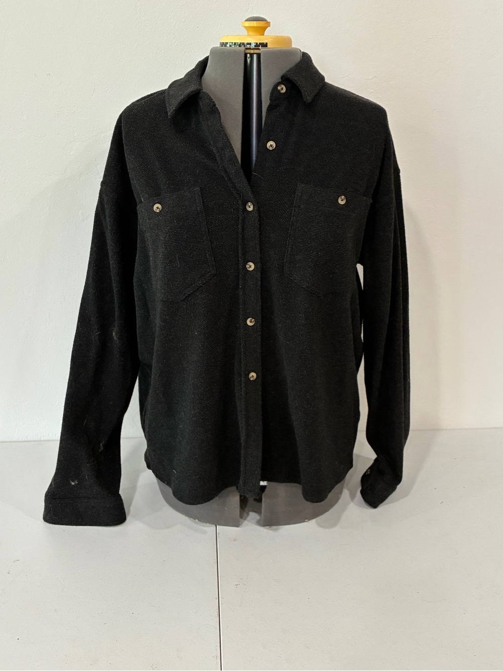 Member's Mark Women's Cozy Button Down Shirt Black Size Large Soft Knit